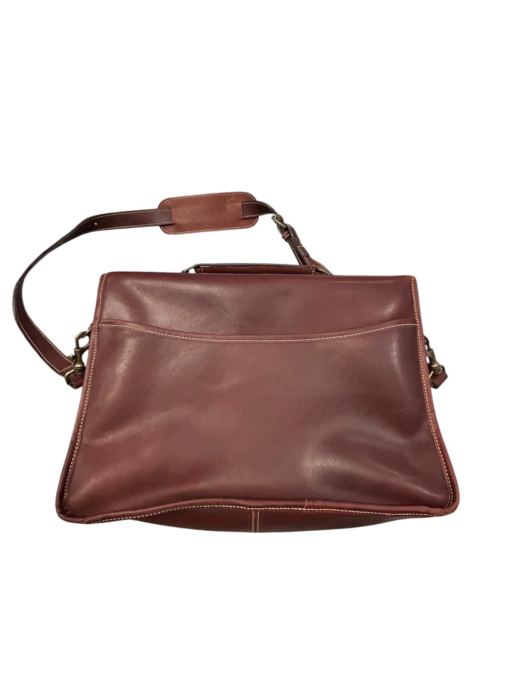 Tusting English Made Caramel Leather Messenger Lawyer Bag Vintage Rolltop Exec — image 4 of 8